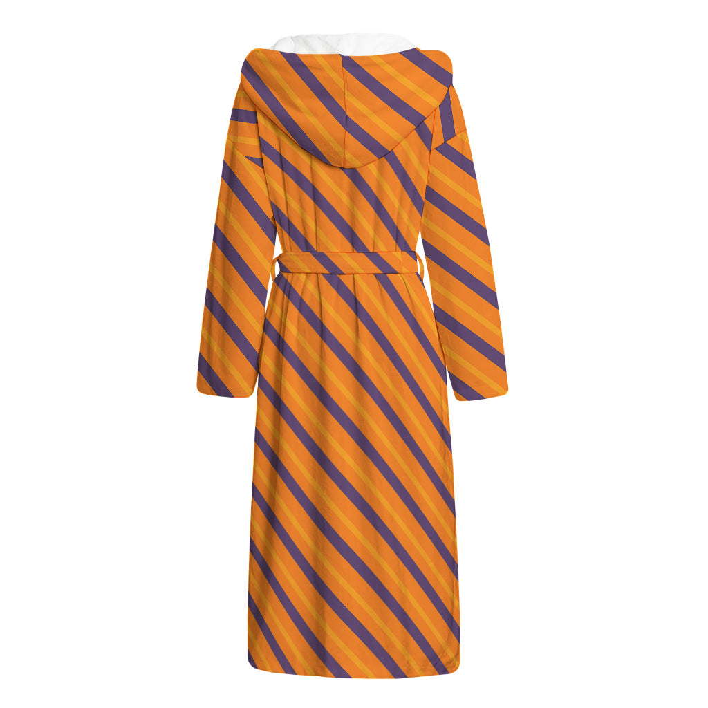 Halloween Line Pattern Print Hooded Bathrobe
