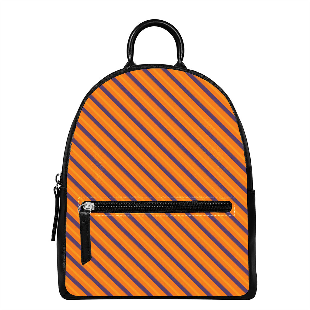 Halloween Line Pattern Print Leather Backpack