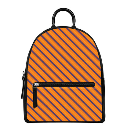 Halloween Line Pattern Print Leather Backpack