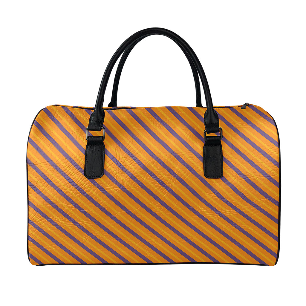 Halloween Line Pattern Print Leather Duffle Bag