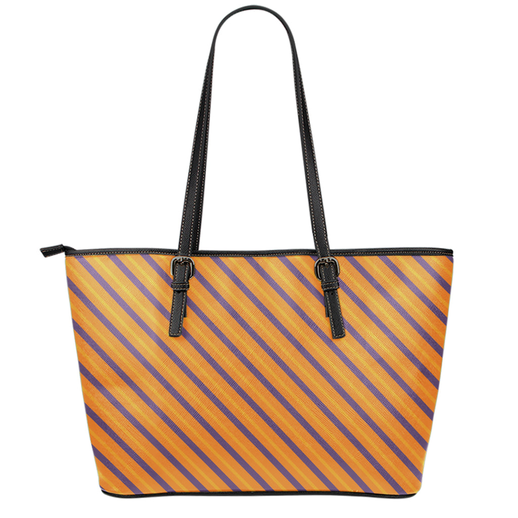 Halloween Line Pattern Print Leather Tote Bag
