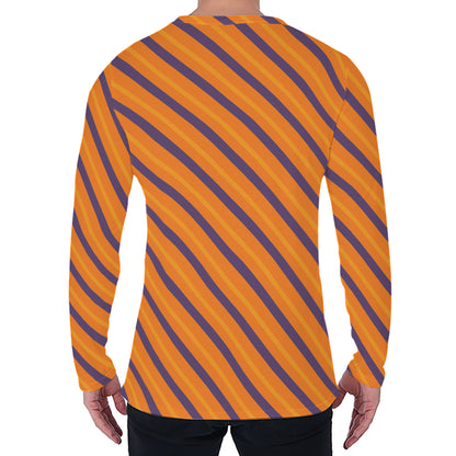 Halloween Line Pattern Print Men's Long Sleeve T-Shirt
