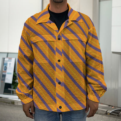 Halloween Line Pattern Print Men's Shirt Jacket