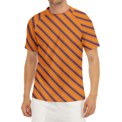 Halloween Line Pattern Print Men's Short Sleeve Rash Guard