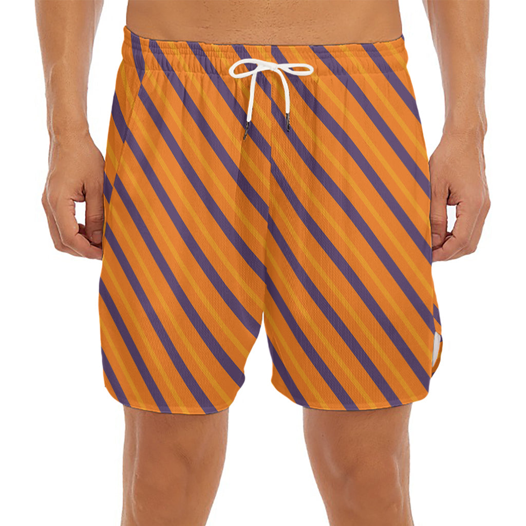Halloween Line Pattern Print Men's Split Running Shorts