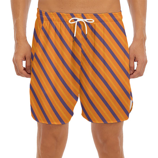 Halloween Line Pattern Print Men's Split Running Shorts