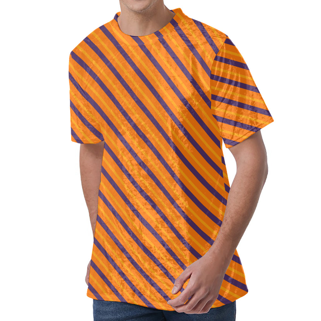 Halloween Line Pattern Print Men's Velvet T-Shirt