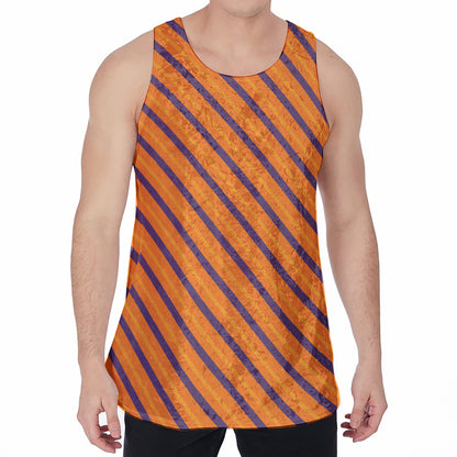 Halloween Line Pattern Print Men's Velvet Tank Top