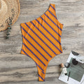 Halloween Line Pattern Print One Shoulder Bodysuit