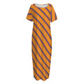 Halloween Line Pattern Print Short Sleeve Long Nightdress