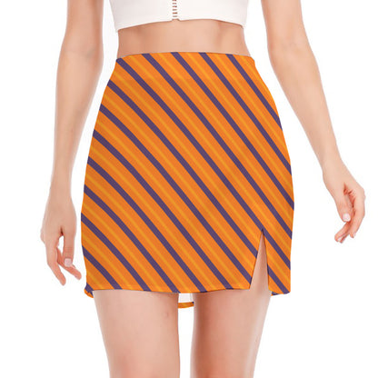Halloween Line Pattern Print Side Slit Mini Skirt