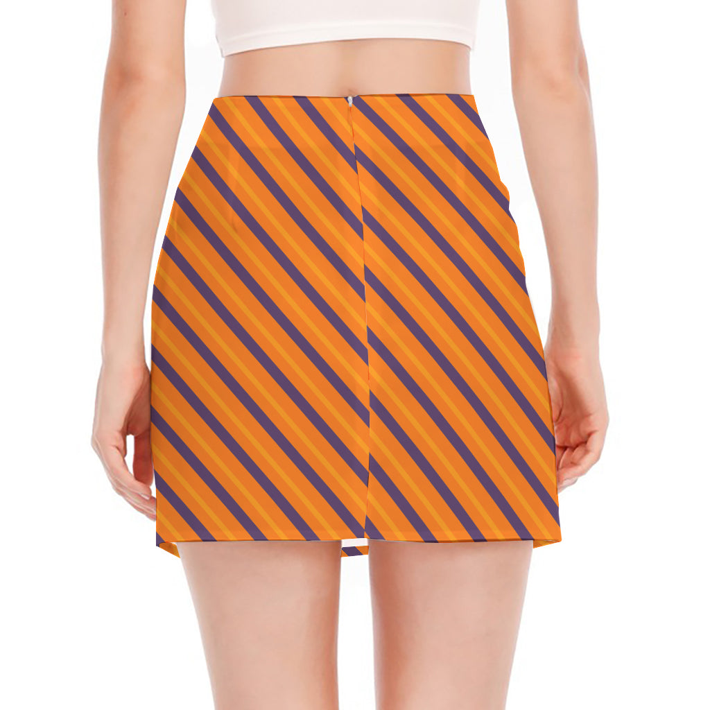 Halloween Line Pattern Print Side Slit Mini Skirt