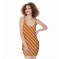 Halloween Line Pattern Print Sleeveless Bodycon Dress