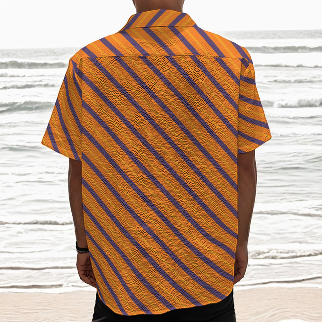 Halloween Line Pattern Print Textured Short Sleeve Shirt
