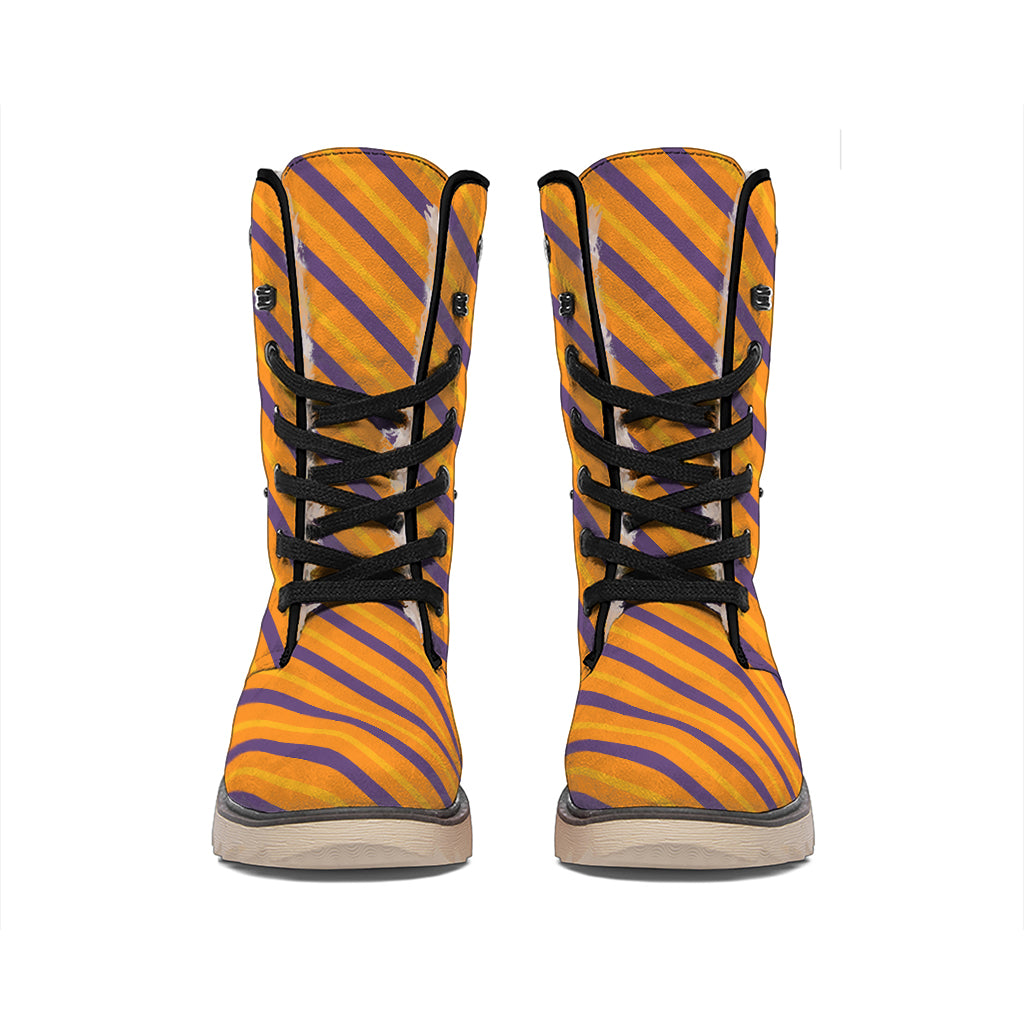 Halloween Line Pattern Print Winter Boots