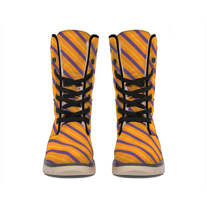 Halloween Line Pattern Print Winter Boots