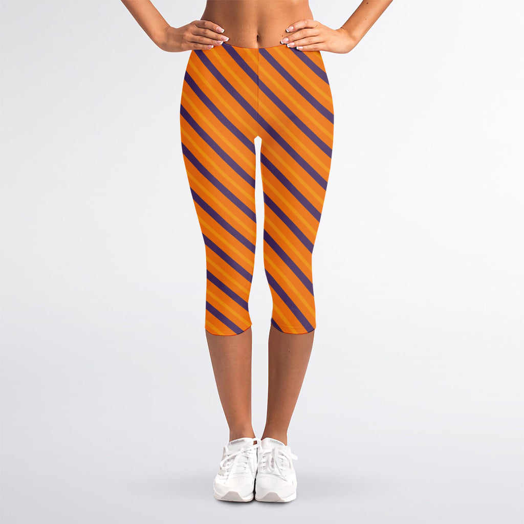 Halloween Line Pattern Print Women's Capri Leggings