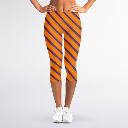 Halloween Line Pattern Print Women's Capri Leggings
