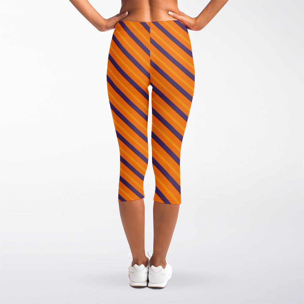 Halloween Line Pattern Print Women's Capri Leggings