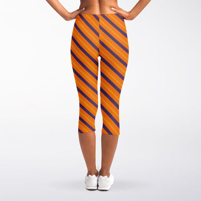 Halloween Line Pattern Print Women's Capri Leggings