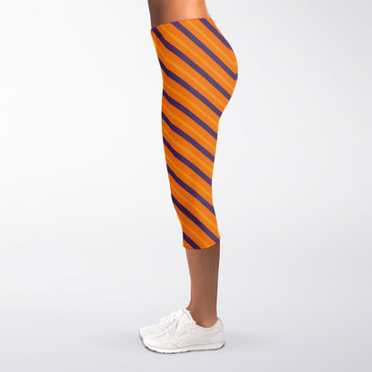 Halloween Line Pattern Print Women's Capri Leggings