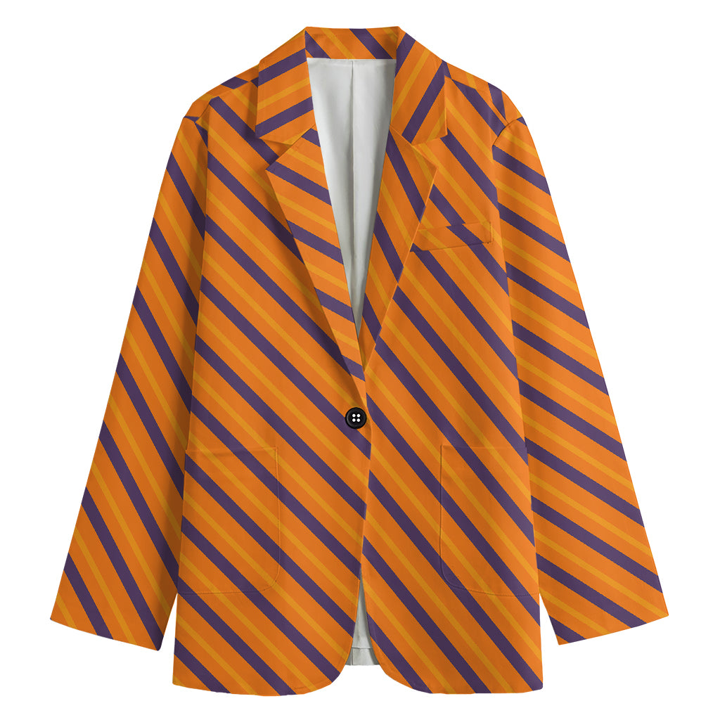 Halloween Line Pattern Print Women's Cotton Blazer