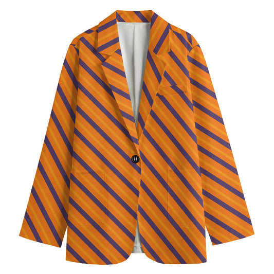 Halloween Line Pattern Print Women's Cotton Blazer