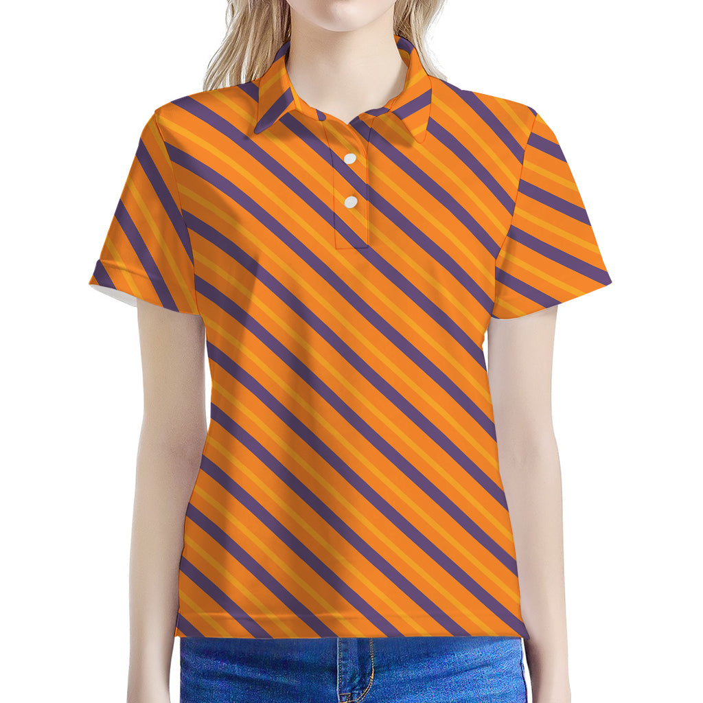 Halloween Line Pattern Print Women's Polo Shirt