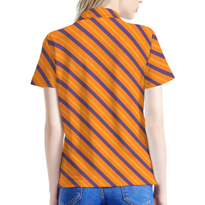 Halloween Line Pattern Print Women's Polo Shirt