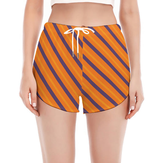Halloween Line Pattern Print Women's Split Running Shorts