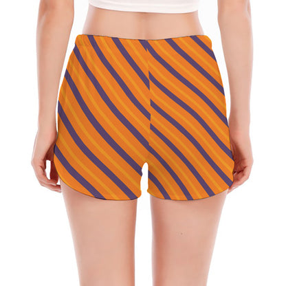 Halloween Line Pattern Print Women's Split Running Shorts