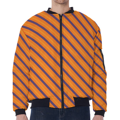 Halloween Line Pattern Print Zip Sleeve Bomber Jacket