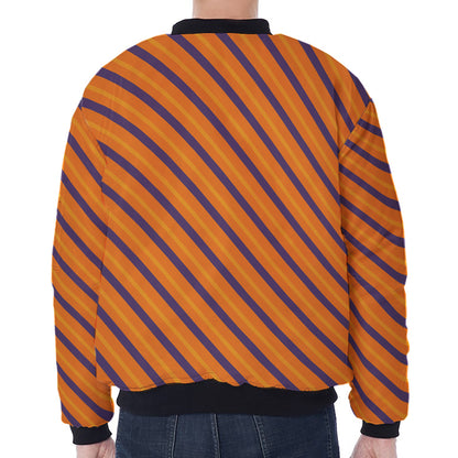 Halloween Line Pattern Print Zip Sleeve Bomber Jacket