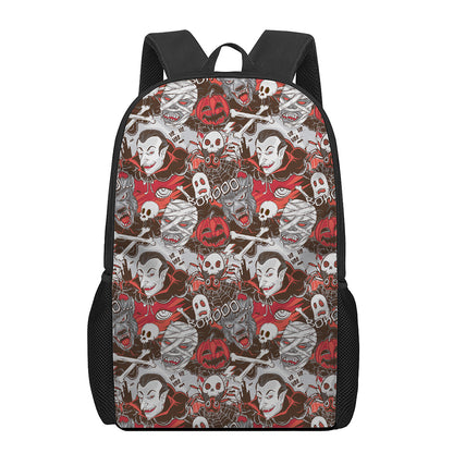 Halloween Monsters Pattern Print 17 Inch Backpack