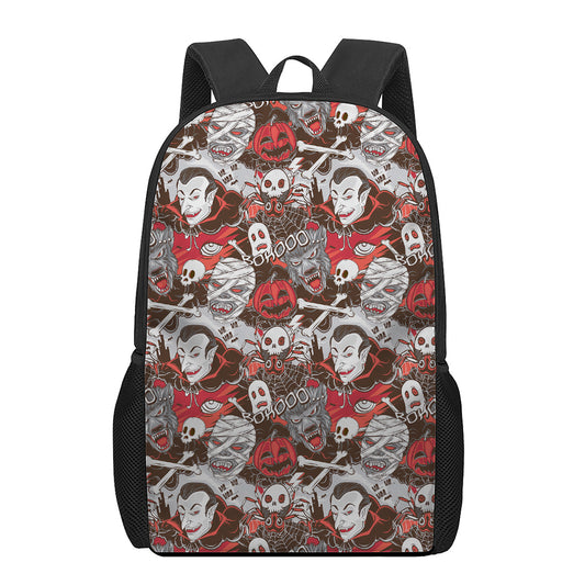Halloween Monsters Pattern Print 17 Inch Backpack