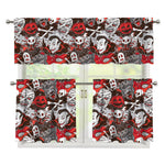 Halloween Monsters Pattern Print 3 Piece Kitchen Curtains