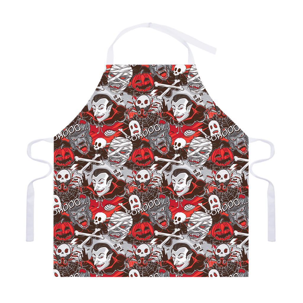 Halloween Monsters Pattern Print Adjustable Apron