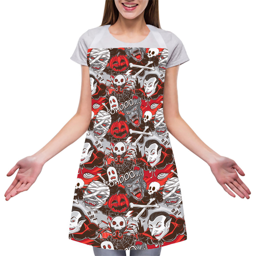 Halloween Monsters Pattern Print Adjustable Apron