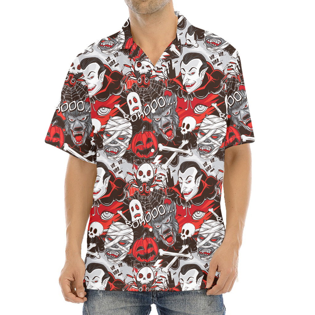 Halloween Monsters Pattern Print Aloha Shirt