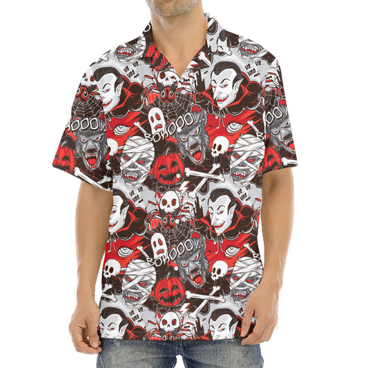 Halloween Monsters Pattern Print Aloha Shirt