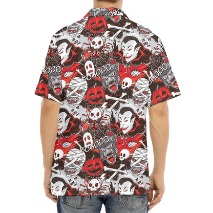 Halloween Monsters Pattern Print Aloha Shirt