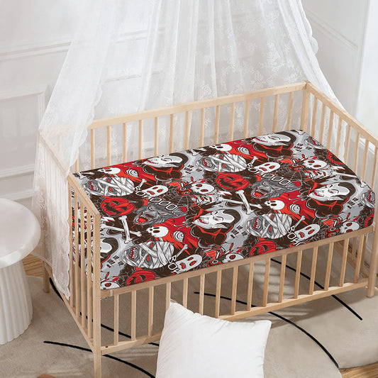 Halloween Monsters Pattern Print Baby Crib Sheet