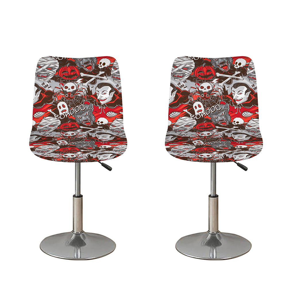 Halloween Monsters Pattern Print Bar Stool Covers