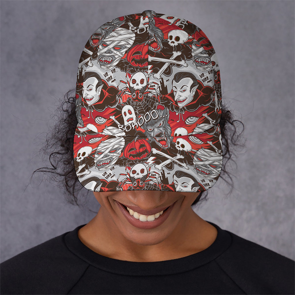 Halloween Monsters Pattern Print Baseball Cap
