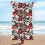 Halloween Monsters Pattern Print Beach Towel