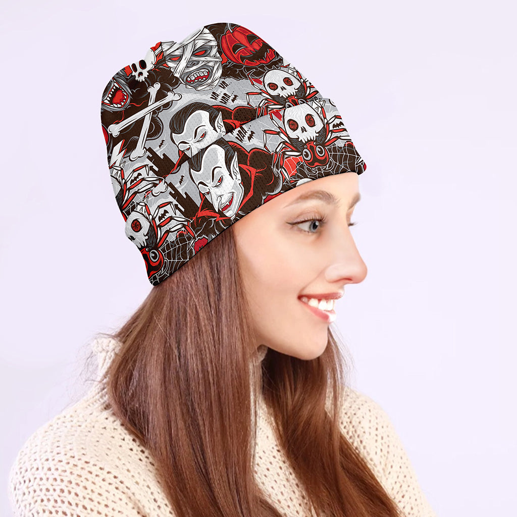 Halloween Monsters Pattern Print Beanie