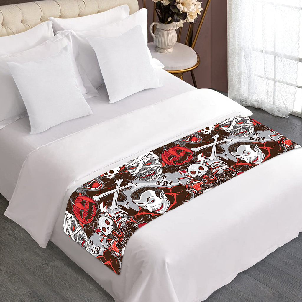 Halloween Monsters Pattern Print Bed Runner