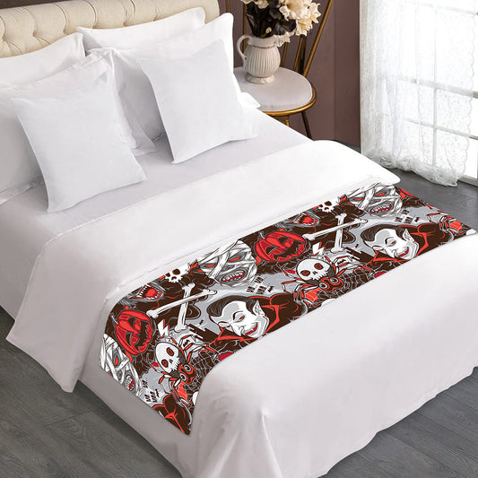 Halloween Monsters Pattern Print Bed Runner