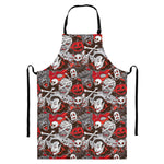 Halloween Monsters Pattern Print Bib Apron With Pocket