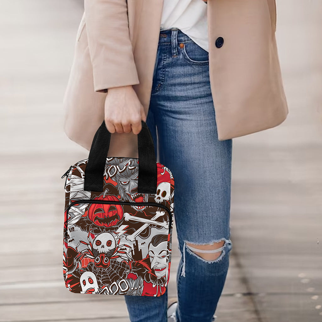 Halloween Monsters Pattern Print Bible Tote Bag